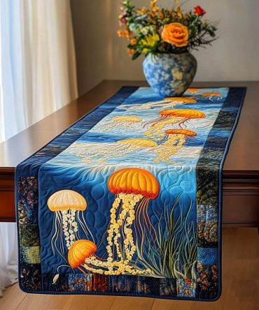 Golden Flow Quilted Table Runner