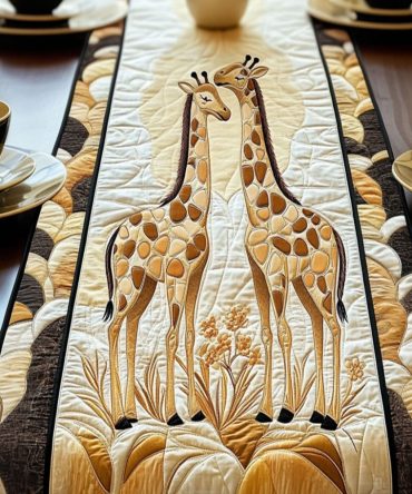 Golden Giraffe Duo Quilted Table Runner