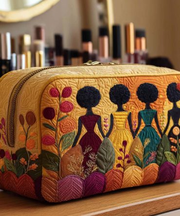 Golden Grace Quilted Makeup Bag
