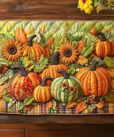 Golden Harvest Time Quilted Table Runner