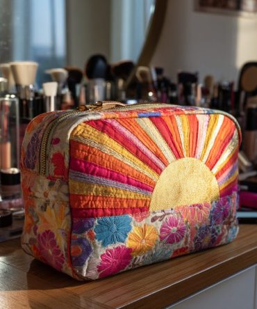 Golden Horizon Quilted Makeup Bag