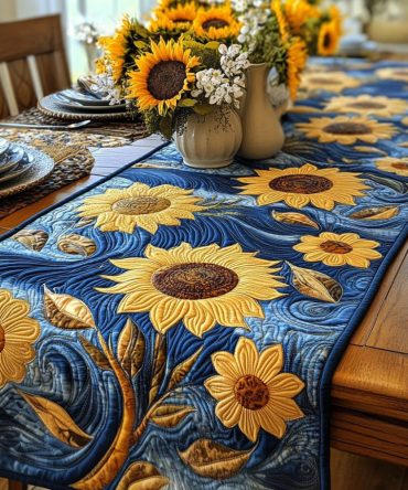 Golden Hour Bloom Quilted Table Runner