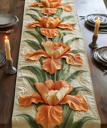 Golden Iris Quilted Table Runner