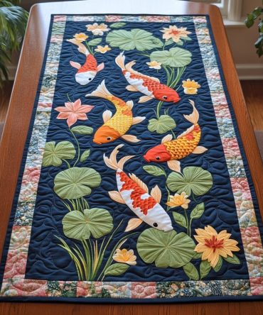 Golden Koi Quilted Table Runner