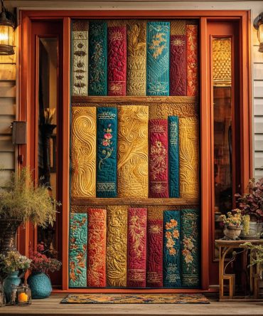 Golden Library Quilted Door Cover