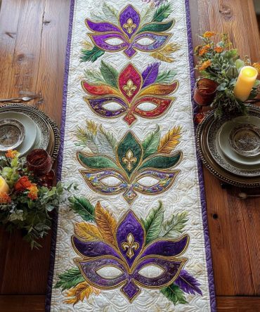 Golden Masque Quilted Table Runner