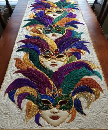 Golden Masquerade Quilted Table Runner