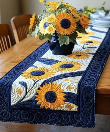 Golden Meadow Flow Quilted Table Runner