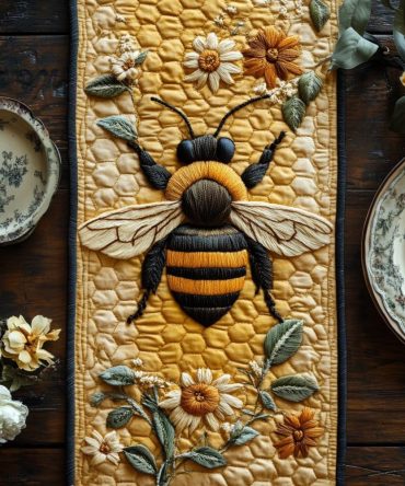 Golden Nectar Quilted Table Runner