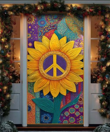 Golden Petal Harmony Quilted Door Cover