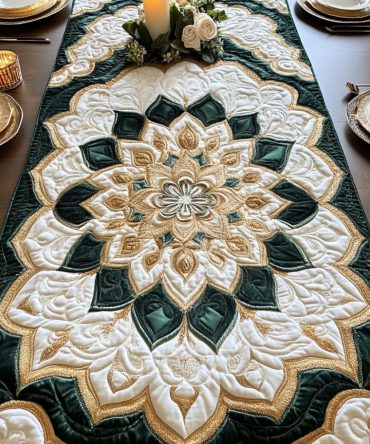 Golden Petal Quilted Table Runner