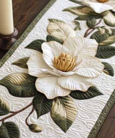 Golden Petals Quilted Table Runner