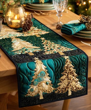Golden Pine Quilted Table Runner