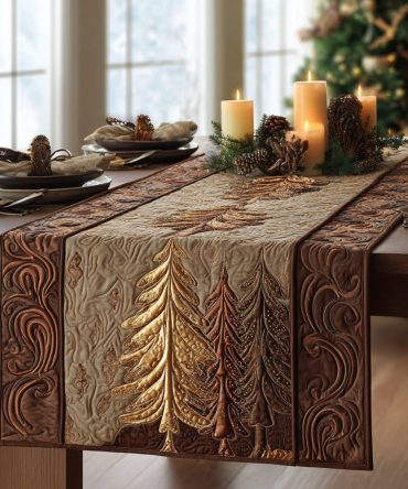 Golden Pines Quilted Table Runner