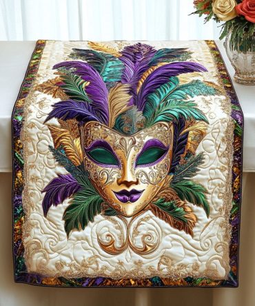 Golden Plume Quilted Table Runner