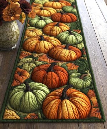 Golden Pumpkin Lane Quilted Table Runner