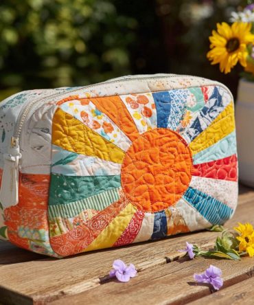 Golden Ray Quilted Makeup Bag