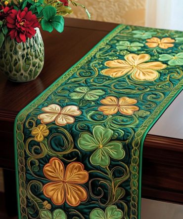 Golden Shamrock Quilted Table Runner