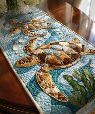 Golden Shell Quilted Table Runner
