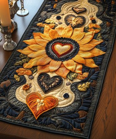 Golden Spiral Quilted Table Runner