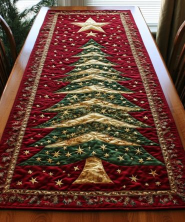 Golden Star Quilted Table Runner