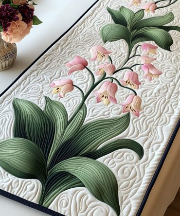 Golden Swirls Quilted Table Runner