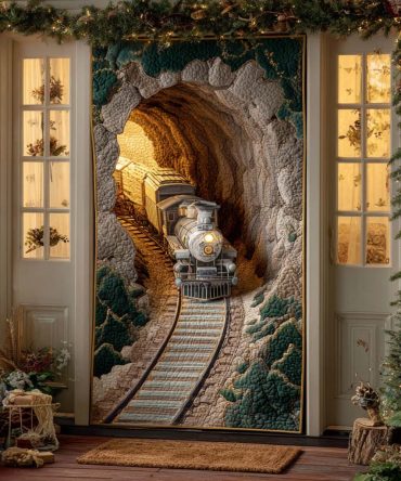 Christmas Train Quilted Door Cover