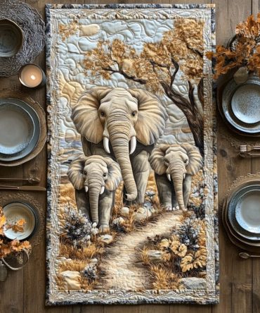 Golden Tusk Quilted Table Runner