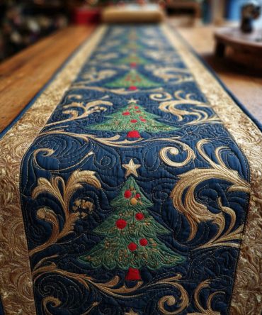 Golden Whirl Quilted Table Runner