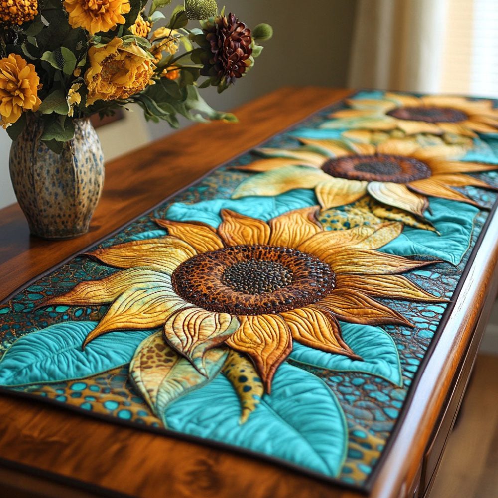 Golden Whisper Quilted Table Runner