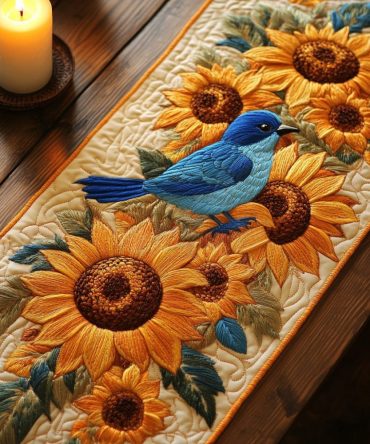 Golden Wings Quilted Table Runner