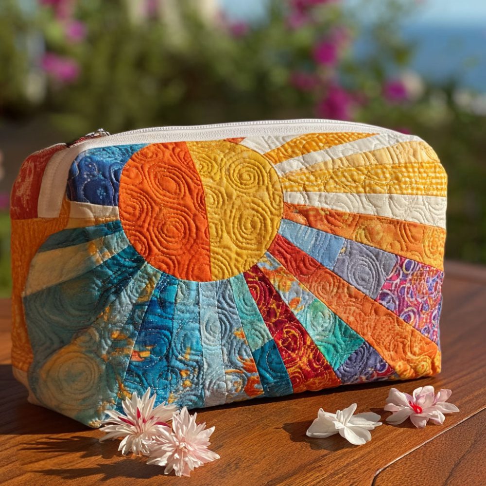 Good Vibes Quilted Makeup Bag