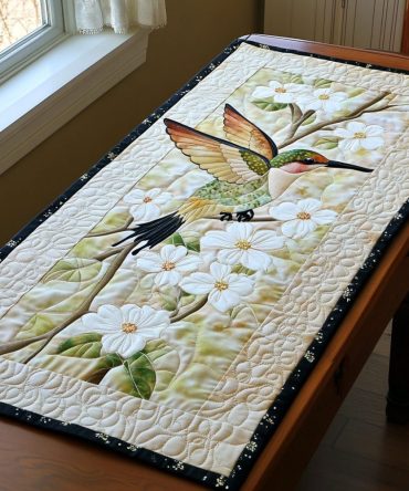 Graceful Hummingbird Quilted Table Runner