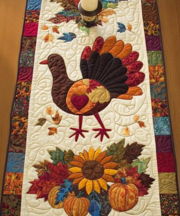 Grateful Turkey Quilted Table Runner
