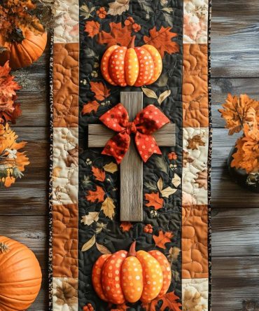 Grateful With Cross Quilted Table Runner