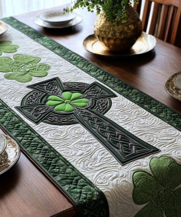 Green Harmony Quilted Table Runner