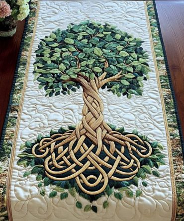 Green Harmony Quilted Table Runner