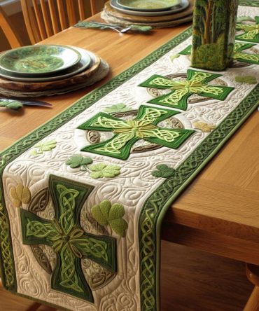 Green Heritage Quilted Table Runner