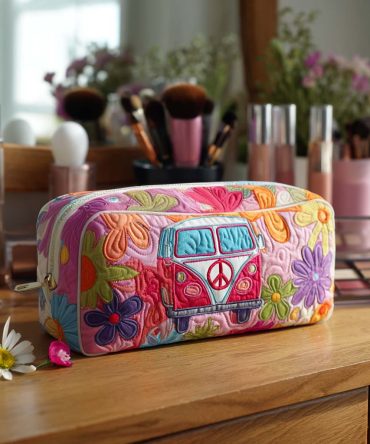 Groovy Bloom Ride Quilted Makeup Bag