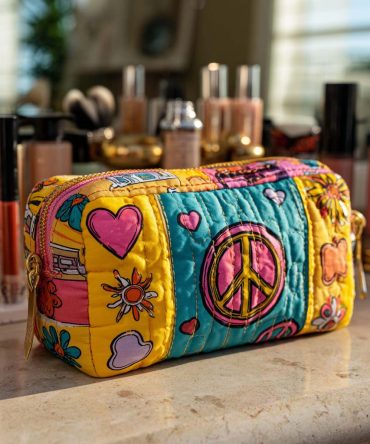 Groovy Patch Love Quilted Makeup Bag