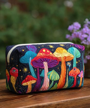 Groovy Shroom Quilted Makeup Bag