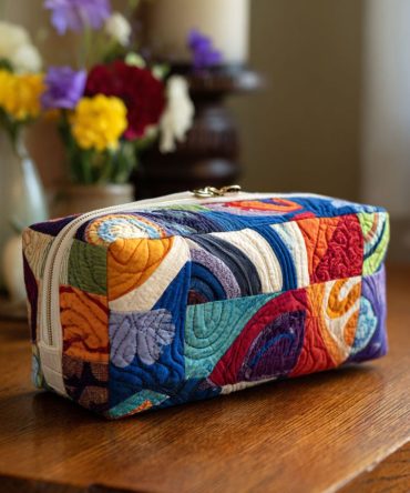 Groovy Waves Quilted Makeup Bag