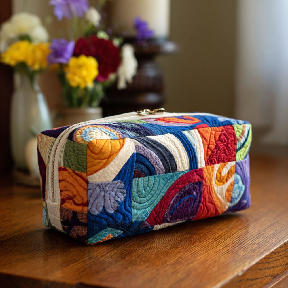 Groovy Waves Quilted Makeup Bag