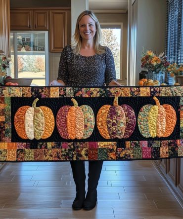 Halloween Pumpkin Quilted Table Runner