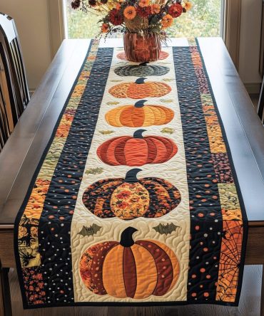 Halloween Pumpkin Quilted Table Runner