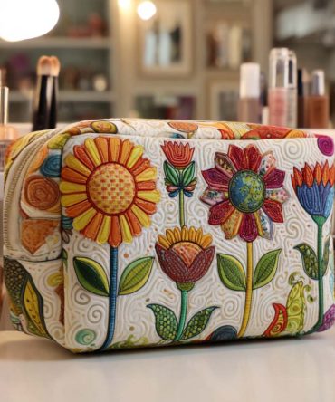 Happy Bloom Quilted Makeup Bag