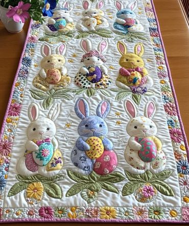 Happy Egg Garden Quilted Table Runner