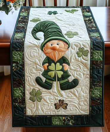 Happy Irish Gnome Quilted Table Runner