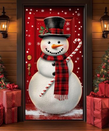 Happy Snowman Quilted Door Cover
