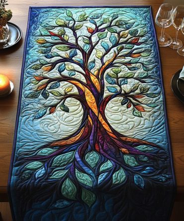 Harmonic Universe Tree Quilted Table Runner